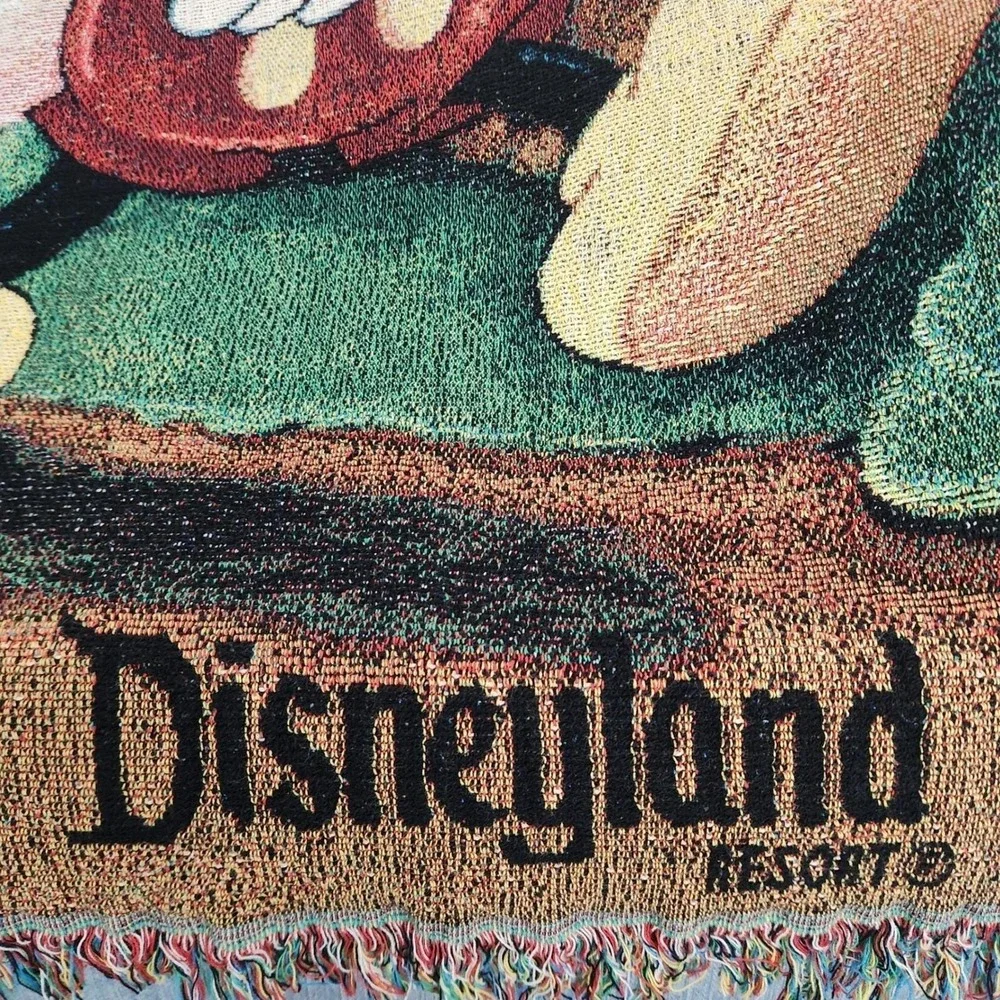 Vintage Disneyland Resort Mickey Minnie Picnic Woven Tapestry Throw Blanket